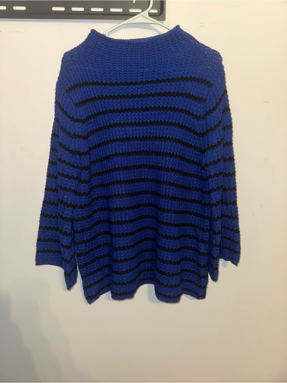 new directions Royal Blue and Black Striped Cowl Neck Sweater
